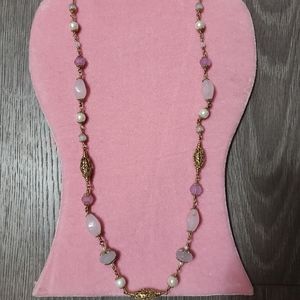 Long Gold and Purple Necklace